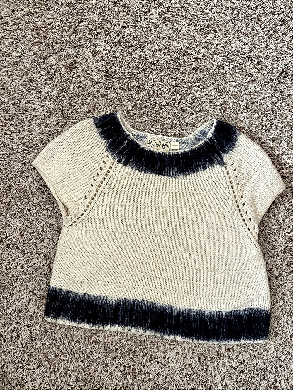 Anthro Knit Sweater Cream & Navy Size Small